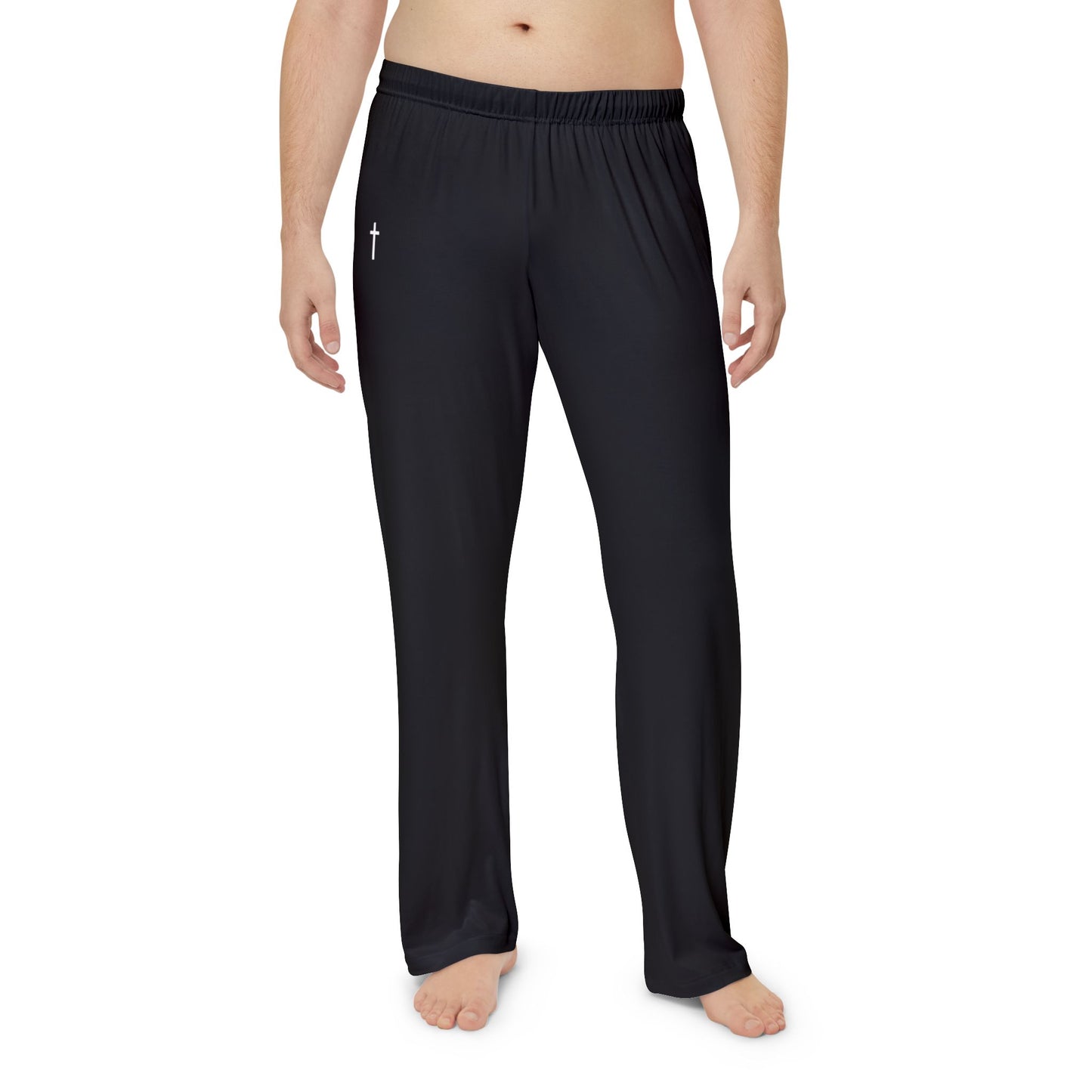 Men's Black Pajama Pants with Cross Design - Comfortable Sleepwear for Relaxing Nights